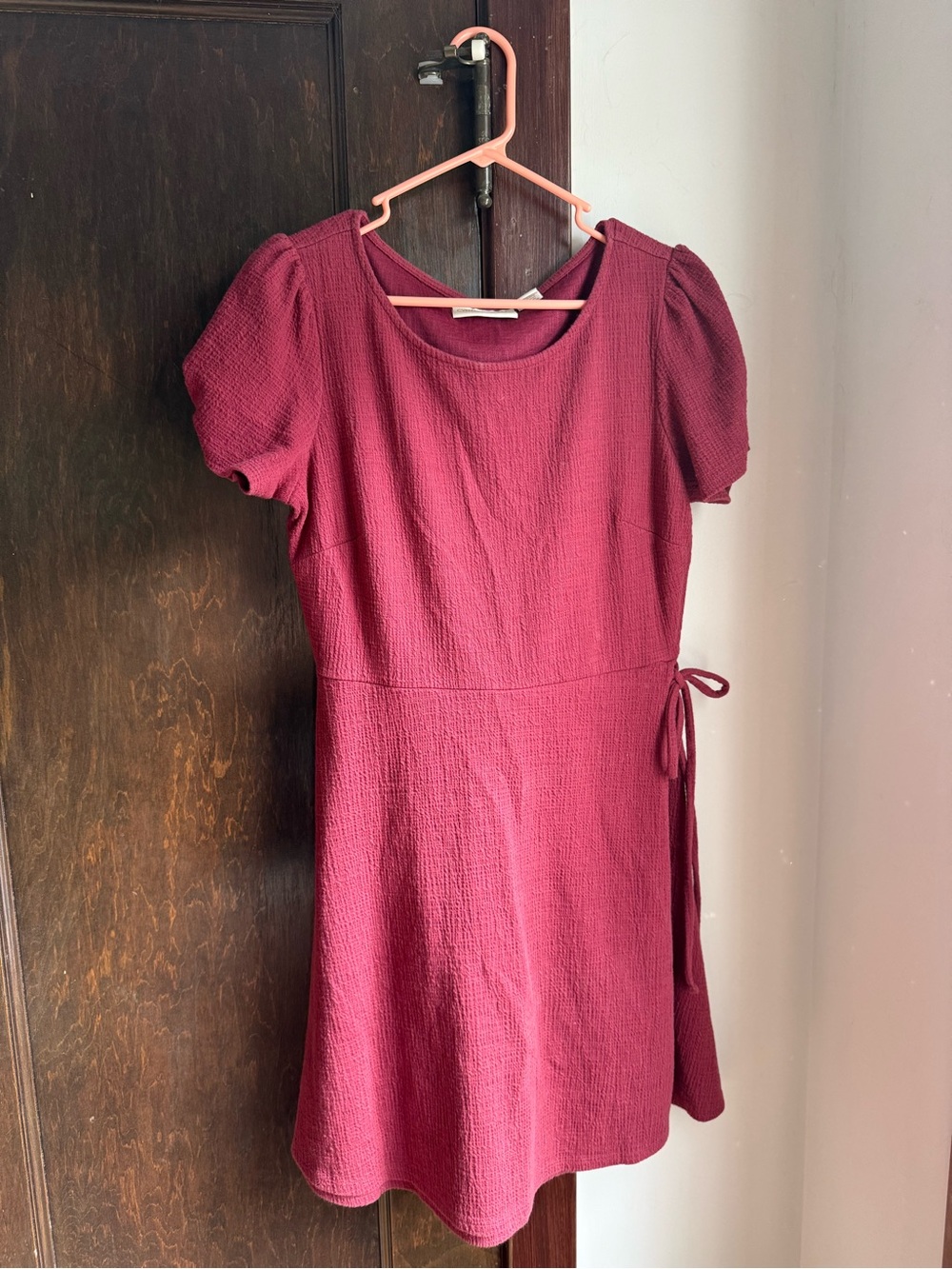 Cynthia Rowley Berry Textured Short Sleeve Wrap Dress